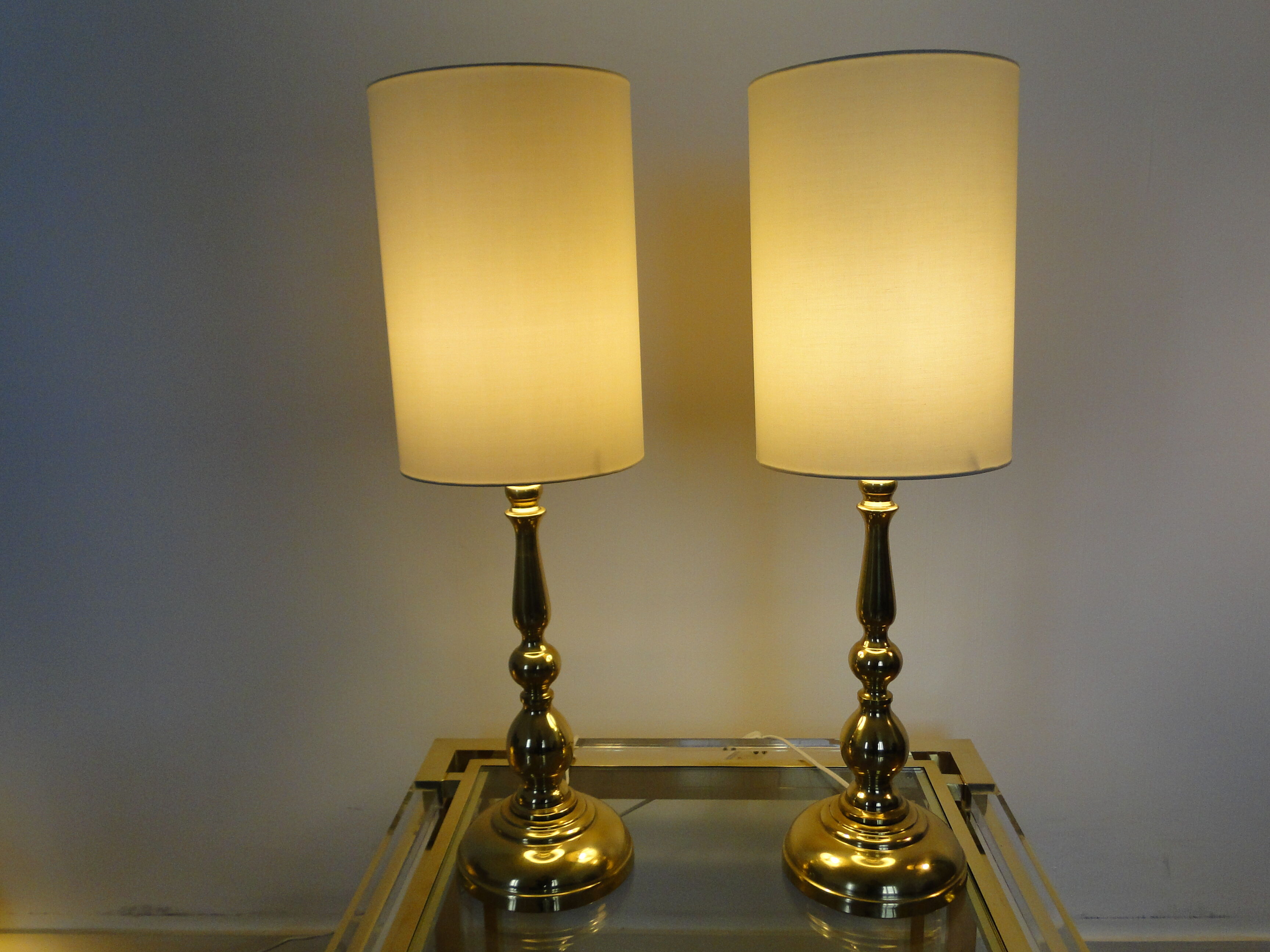 Pair of vintage Scandinavian brass lamps 1960