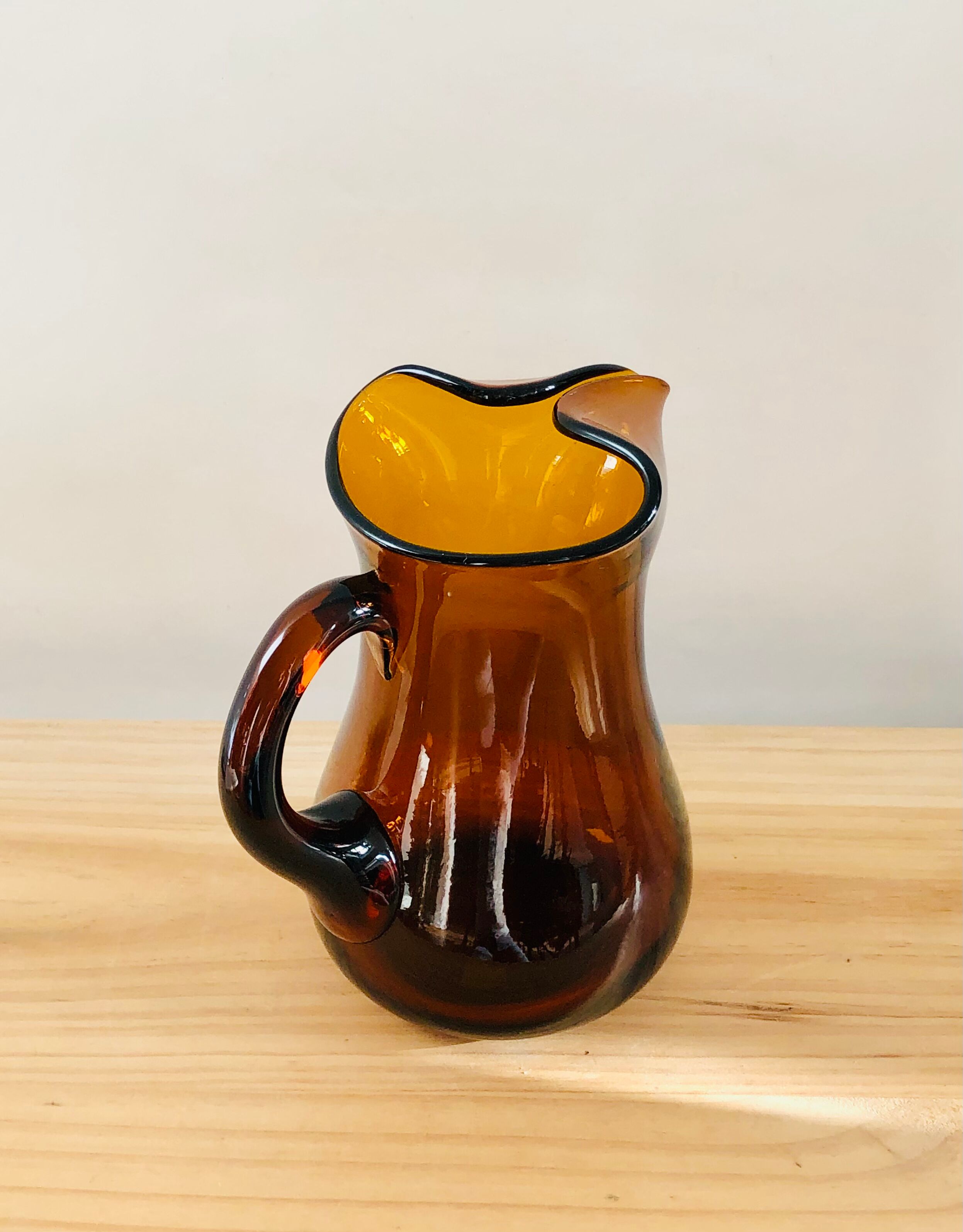 Vintage amber blown glass decanter