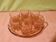 Art Deco pink glass tray and 7 glasses Made in France