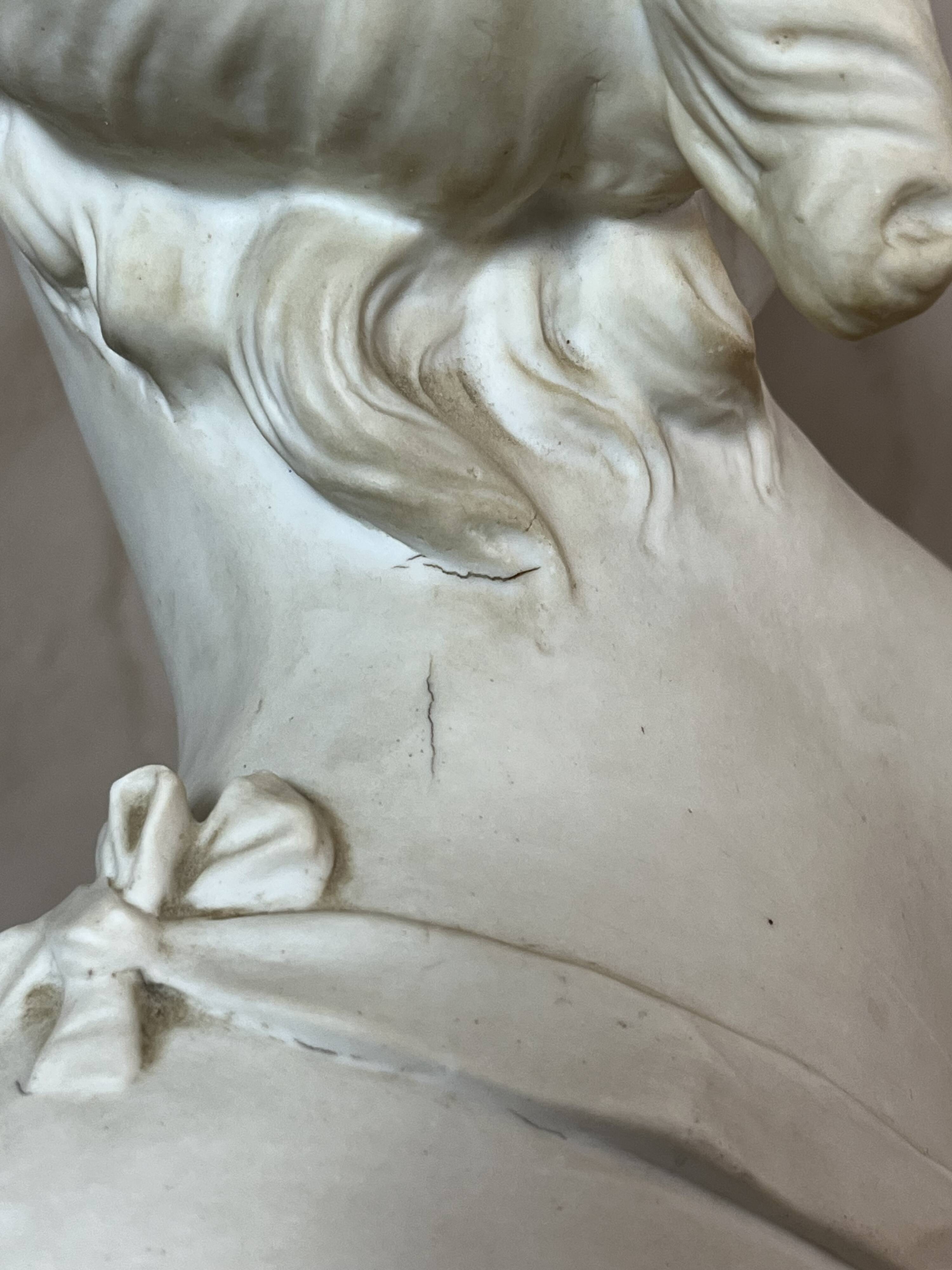 Bust of a woman in Biscuit signed