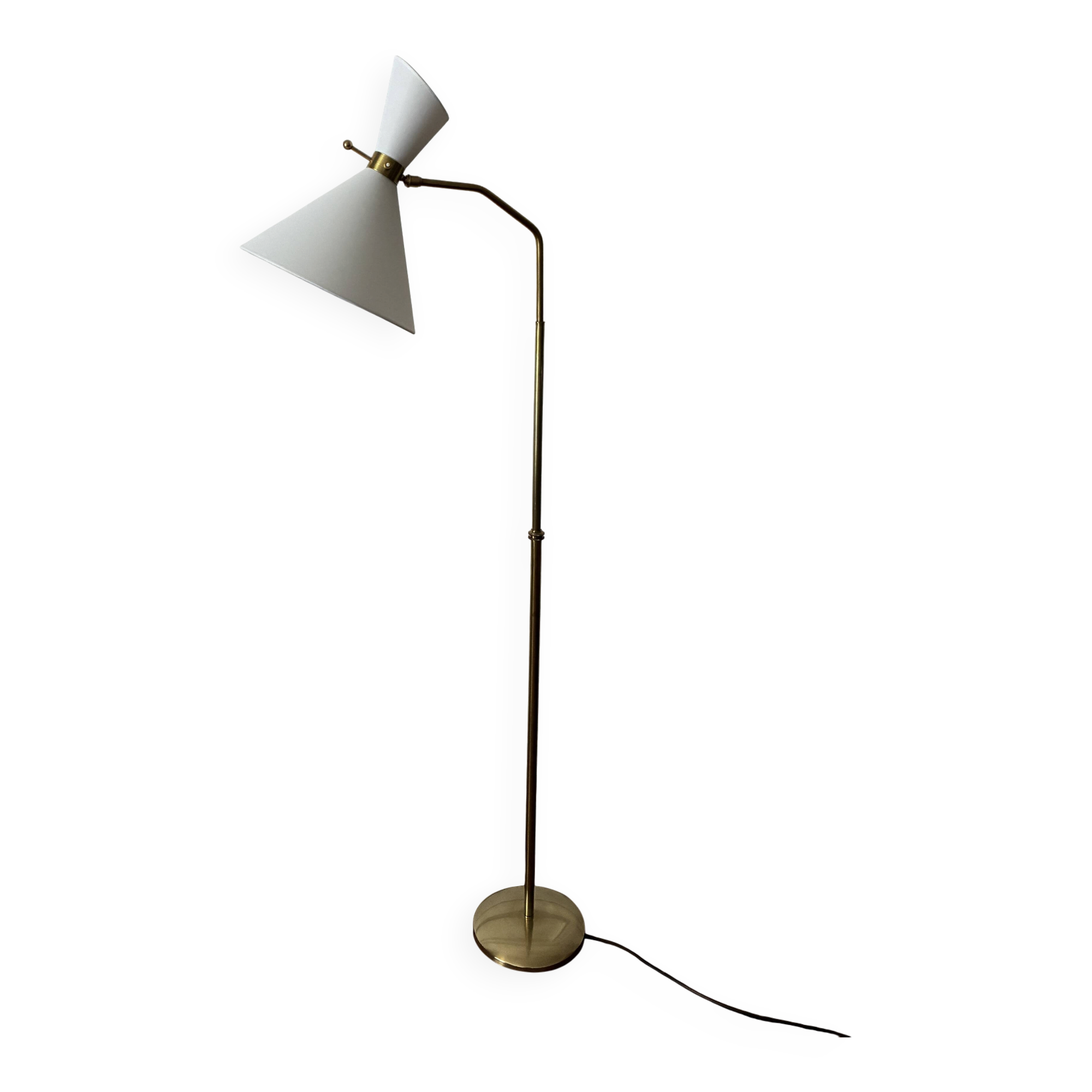 Adjustable Diabolo floor lamp in brass - 1950s