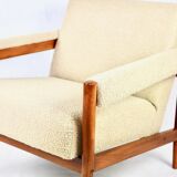 Vintage beige boucle loop armchair, 1970s