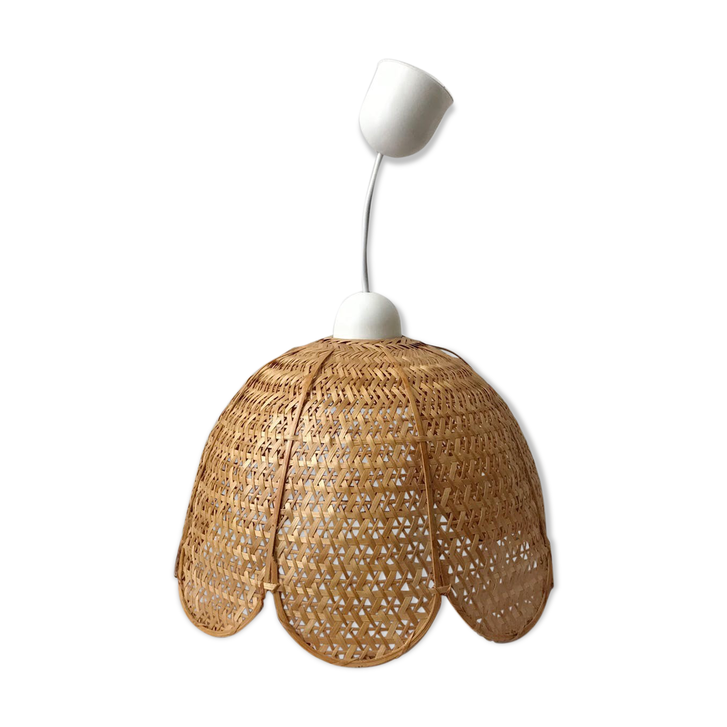70s vintage wicker tulip hanging