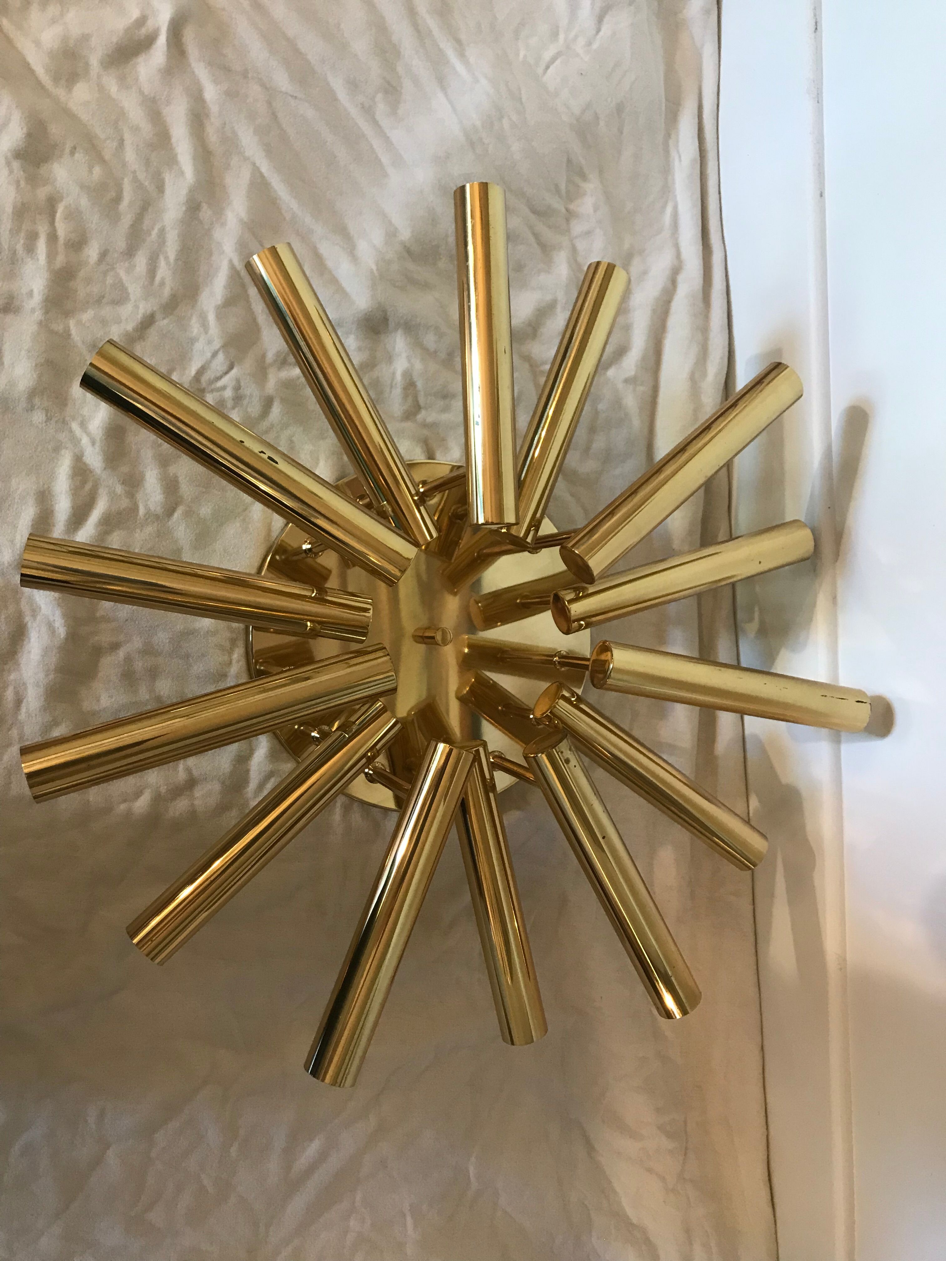 Chandelier 14 branches brass Sciolari House 1960