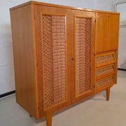 Meubles multifonctions en bois et rotin années 60
