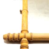 Old large frame bamboo mirror year 1900 vintage decoration