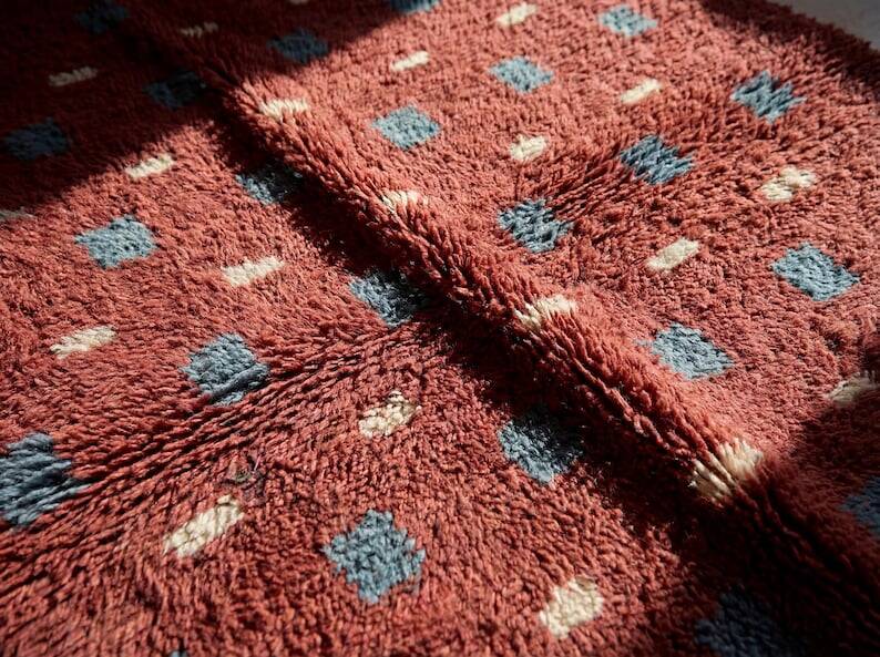 Authentic handmade pure wool Berber rug, size 2/3 m.