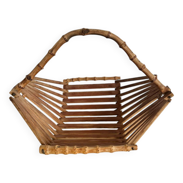 Corbeille vintage en bambou années 60