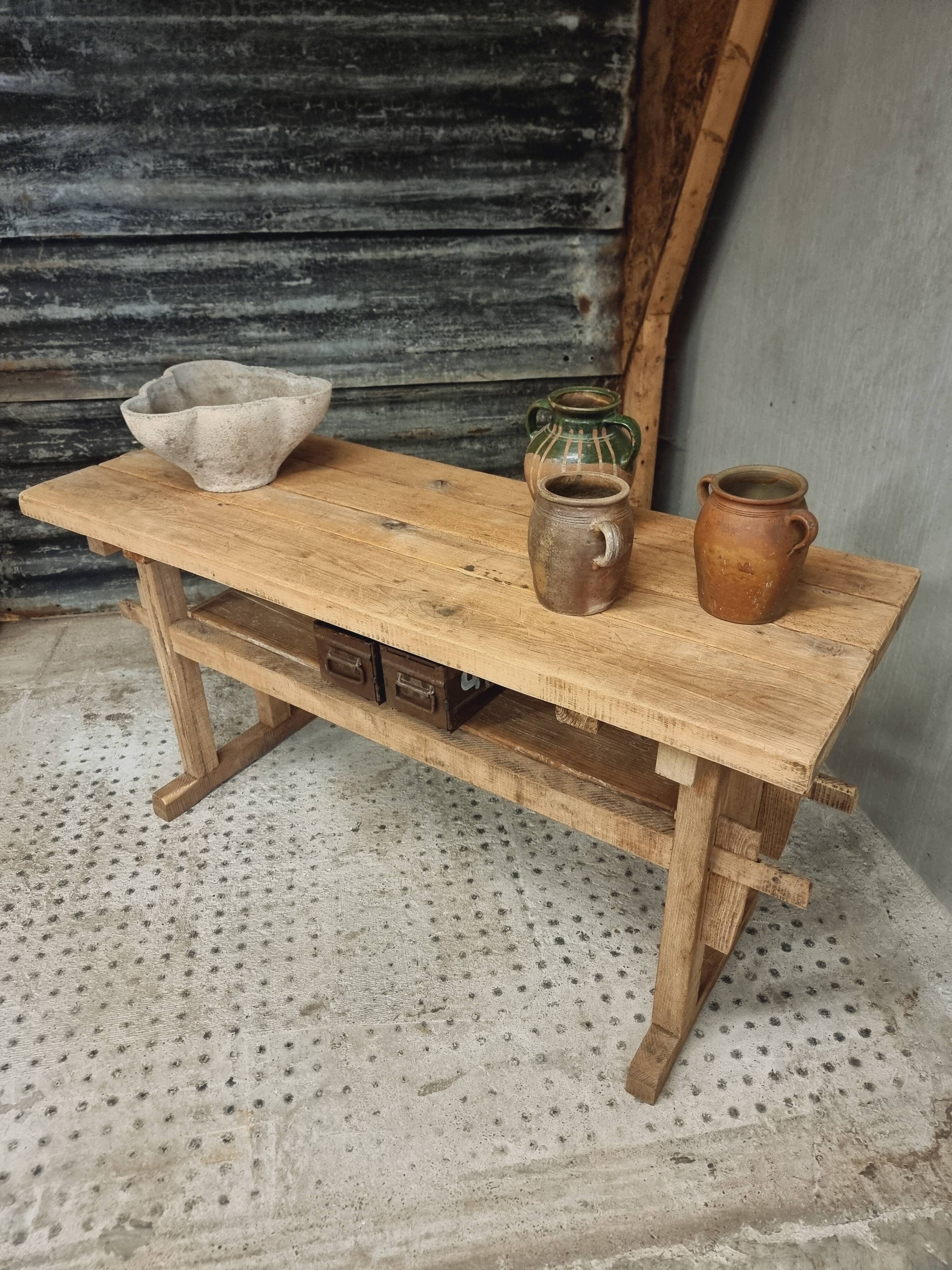 Old workbench side table bathroom furniture oak/beech 60x160cm