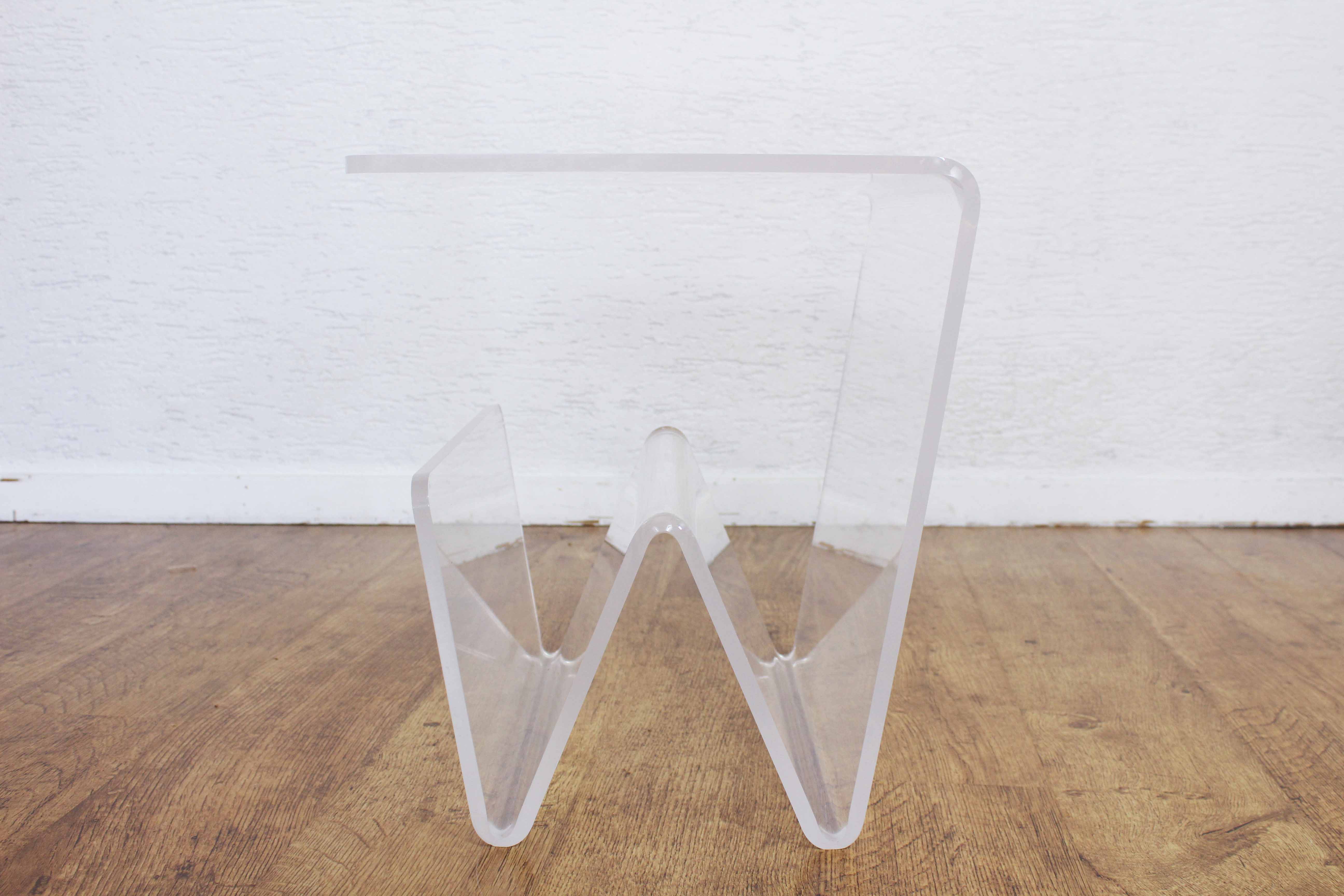Plexiglas sofa end magazine holder