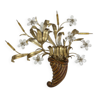 Mid-century design banci style wall lamp sconce crystal flower bouquet
