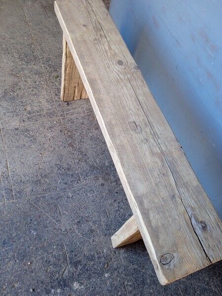 Natural old solid wood bench 120 cm