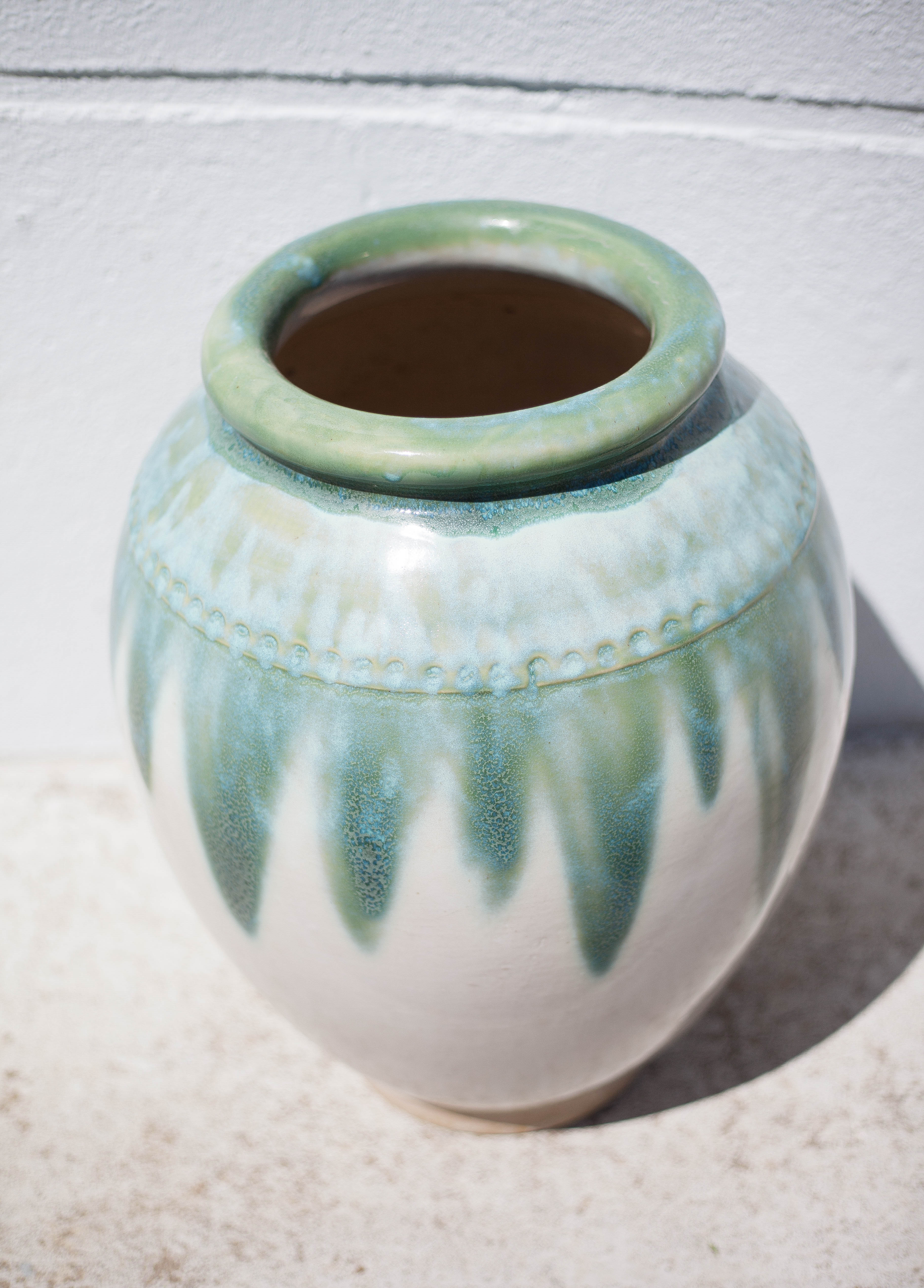 Ceramic pot, jar, glazed planter, vintage pot cover, decoration
