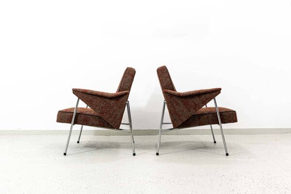 Chaises en métal vintage “Bat” Pologne, années 1960, ensemble de 2
