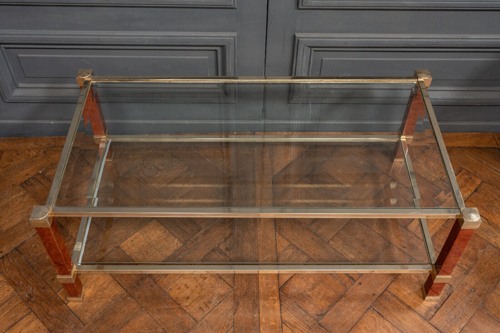 Coffee table with two trays by Pierre Vandel Paris 1980