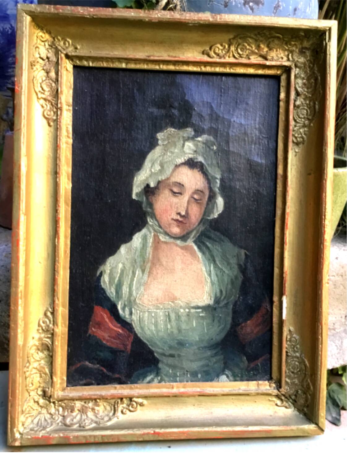 French school from the end of the 18th century.oil on canvas.portrait of a young woman