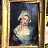 French school from the end of the 18th century.oil on canvas.portrait of a young woman