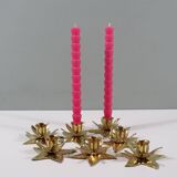 Ensemble de 7 bougeoirs en forme de fleur en laiton lourd brillant, 1970-1980