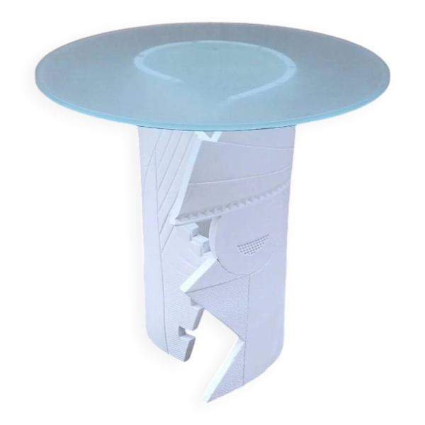 Table d'appoint par Eglantine Moreau en céramique et verre, France 1980