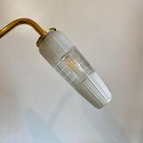 Vintage tulip applique in white and transparent glass