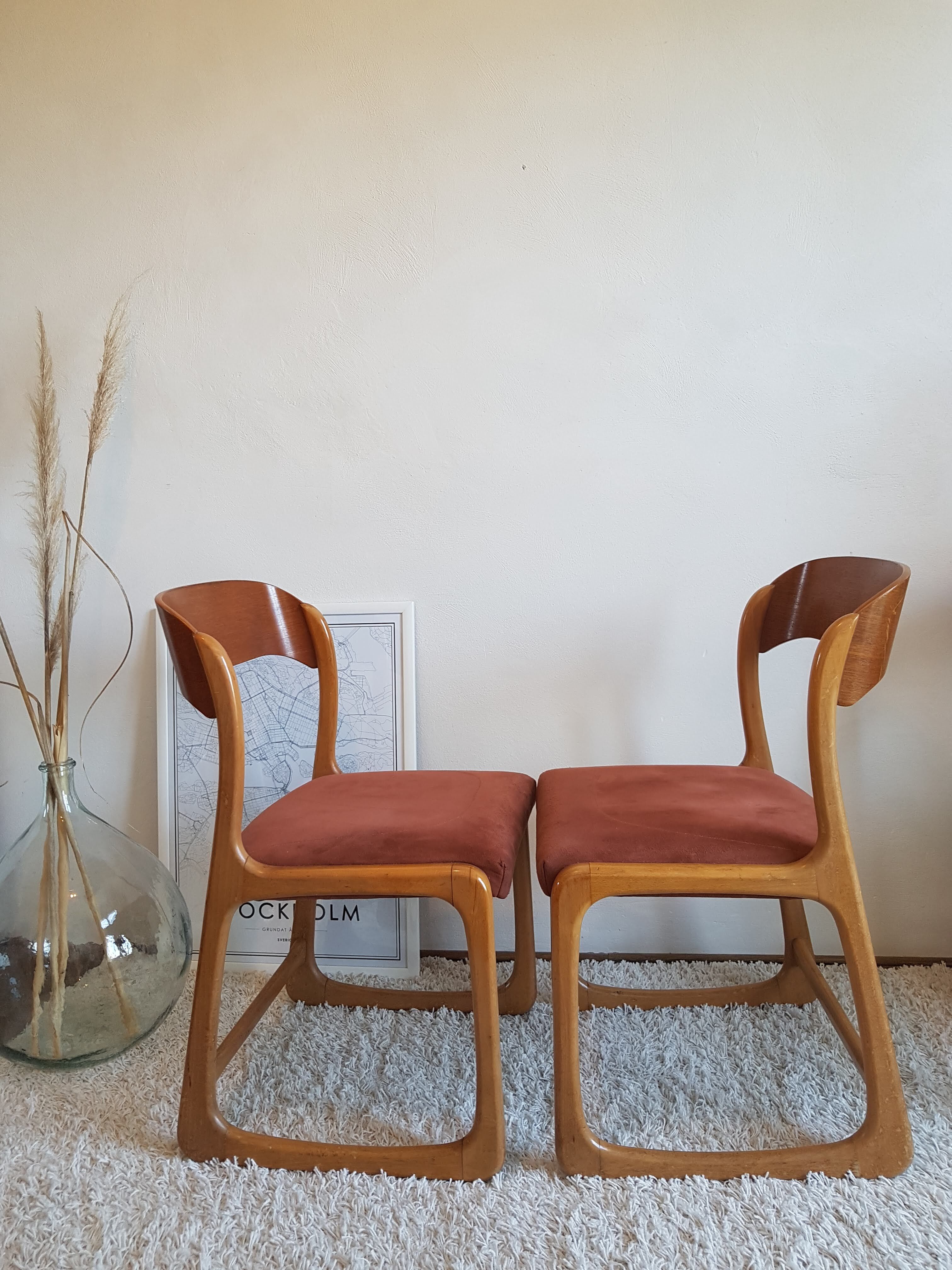 Suite de 4 chaises traineaux Baumann, 1960