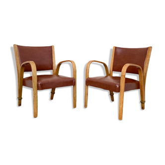 Bridge Bow Wood Armchairs 1950
