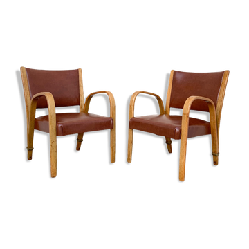 Fauteuils Bridge Bow Wood 1950