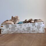 Set of 4 vintage azure blue crackled glass vases – ref. 7239