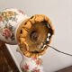 Antique Pair of Ceramic Floral Bulbous Lamps Shabby Chic