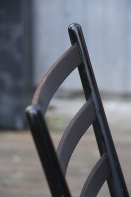 Rocking- vintage flesh blackened wood and rope Italy 1960