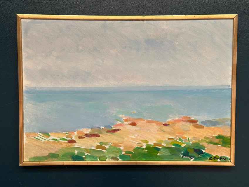 Original Swedish Oil On Panel – “Coast” By Eric Elfvén (1921–2008)