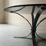 Tulip coffee table in chromed metal and smoked glass, 1970s design