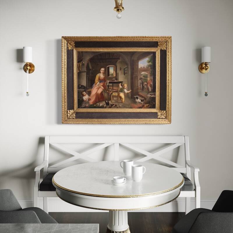Scène intérieure du 19ème siècle peinture italienne