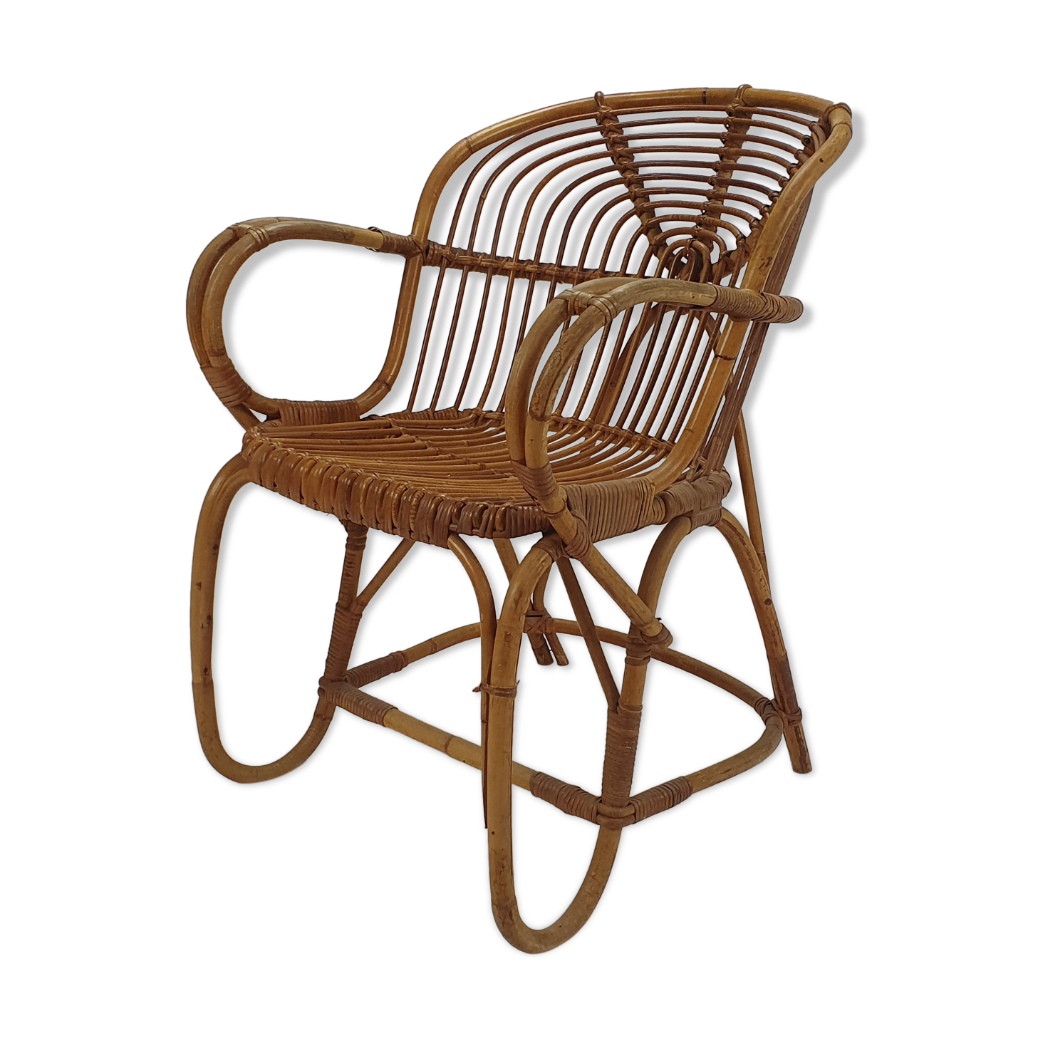 Mid Century Rattan Side Chair, 1960s