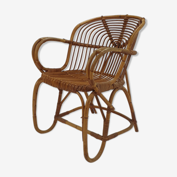 Mid Century Rattan Side Chair, 1960s