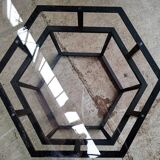 Table Roche Bobois glass and metal of the 80