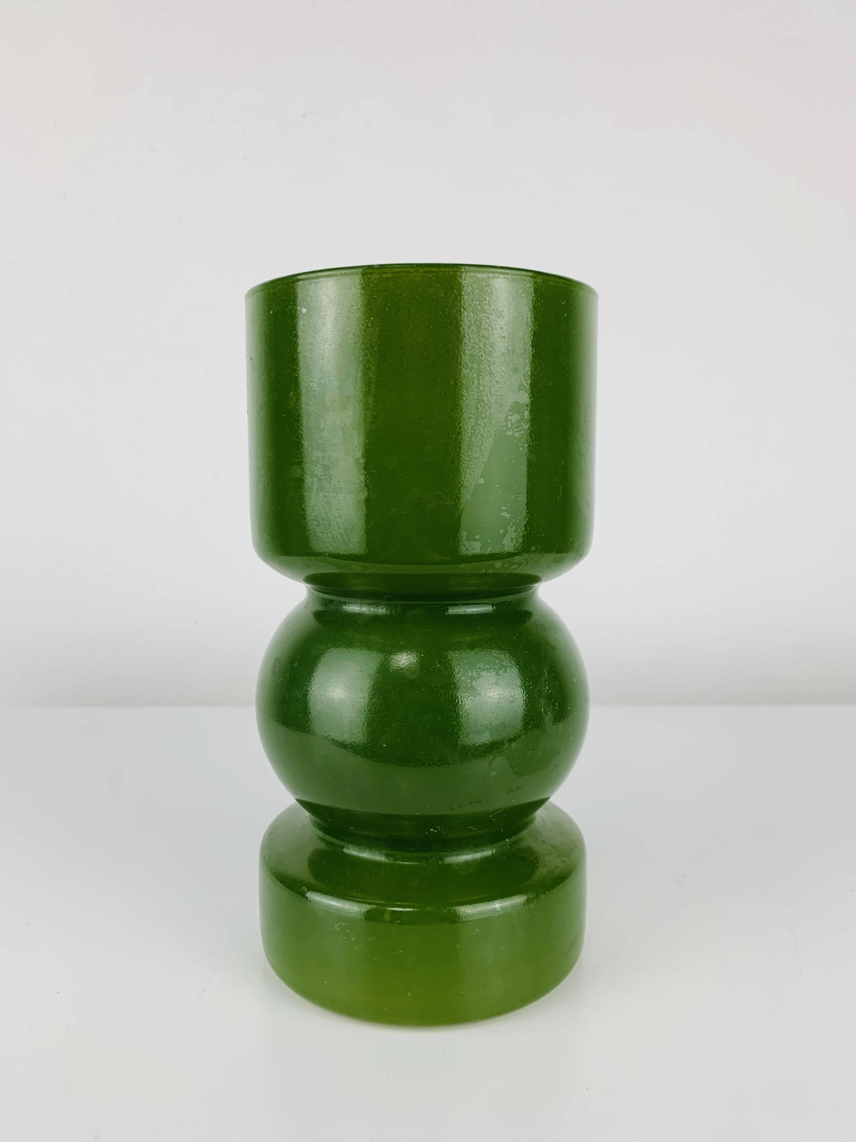 Green glass vase in Scandinavian style