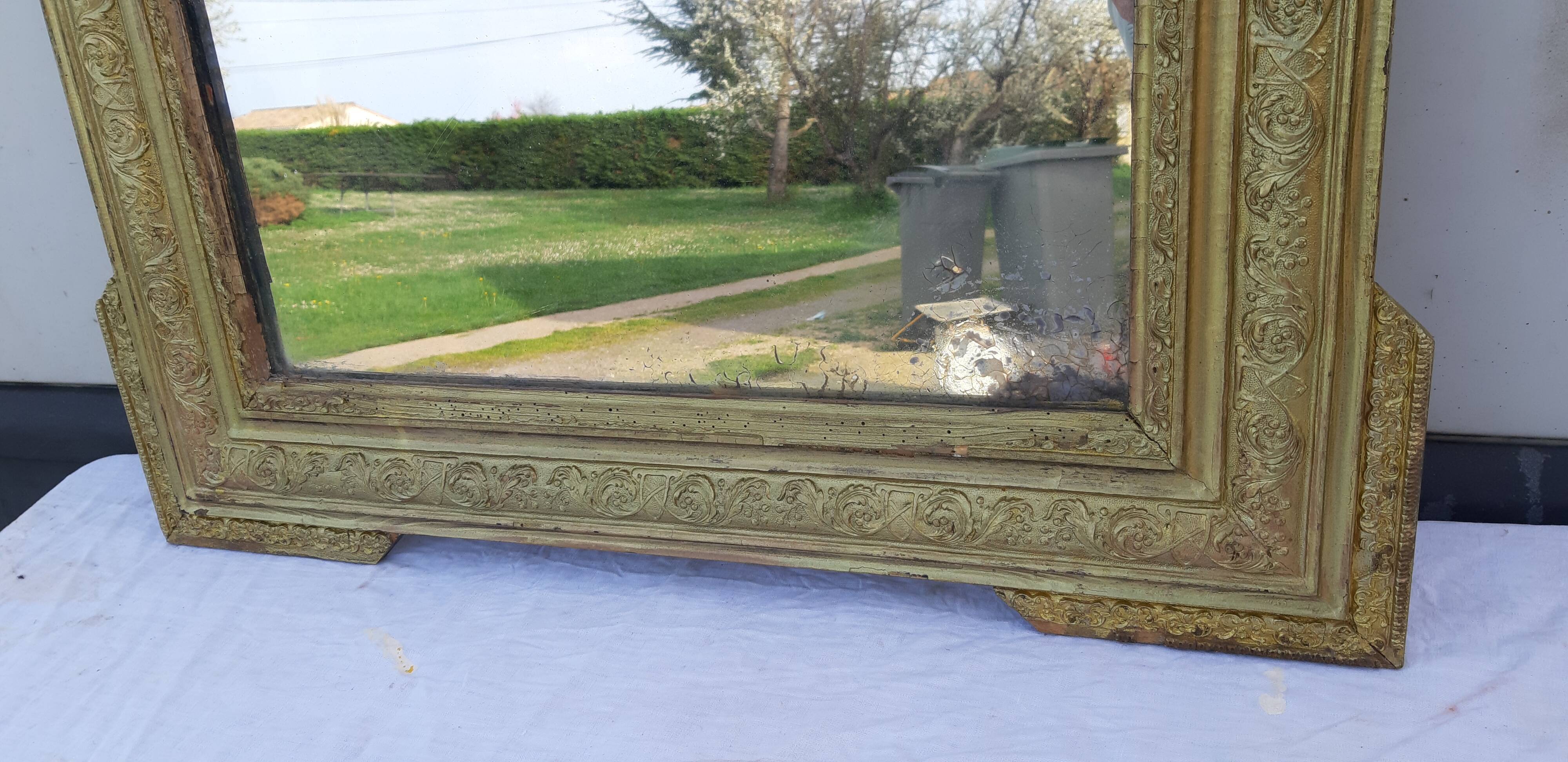 Mirror 19th wood and gilded stuk