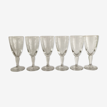 Set of 6 wine glasses etched on foot