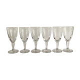 Set of 6 wine glasses etched on foot