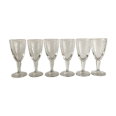 Set of 6 wine glasses etched on foot