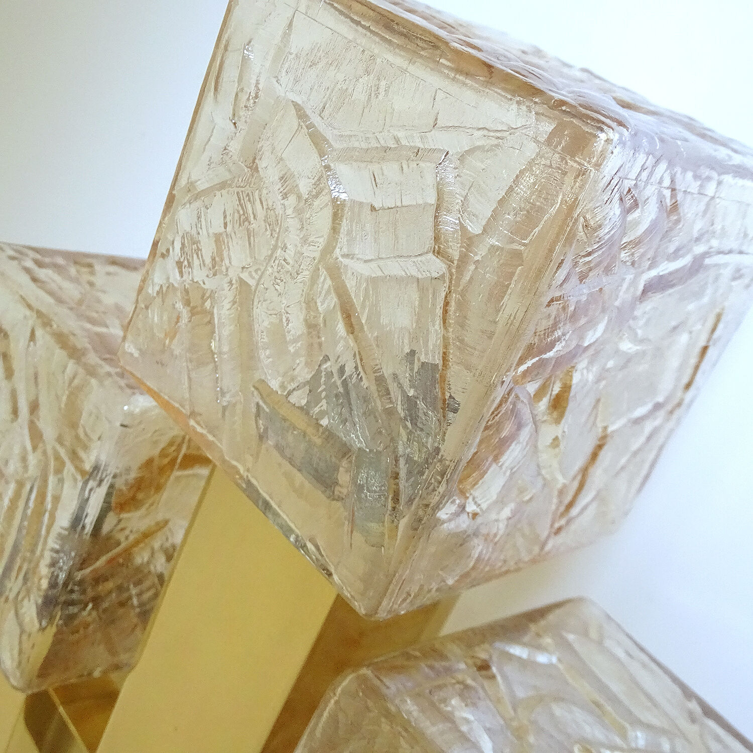 Wall lamp vintage kalmar austria, brass & glass, 70s