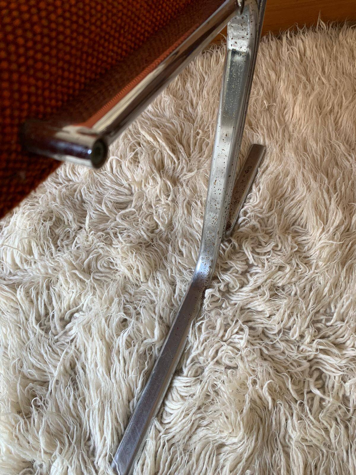 Fauteuil vintage en tweed orangé