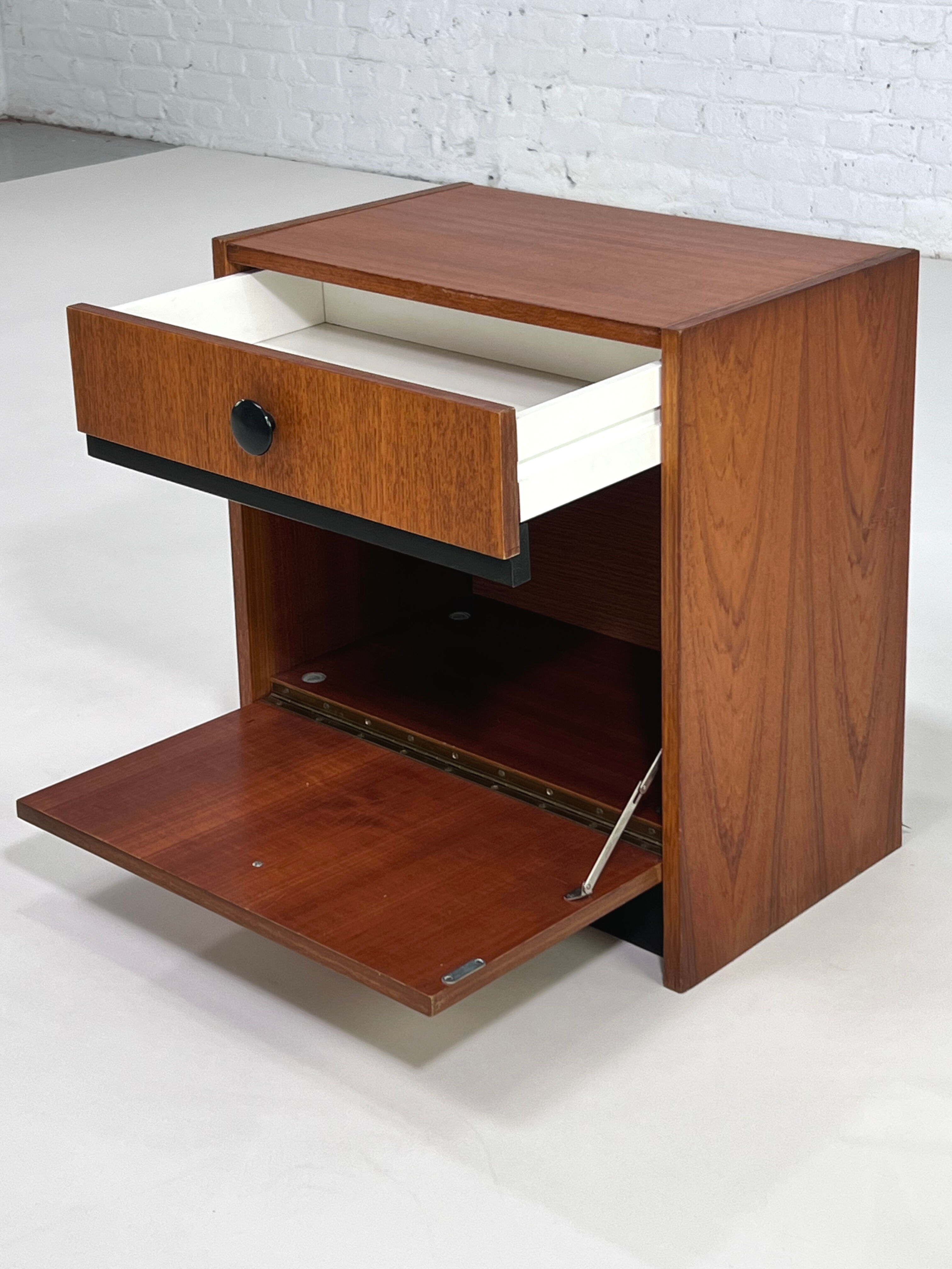 Pair of bedside table in teak and black lacquer design 60s