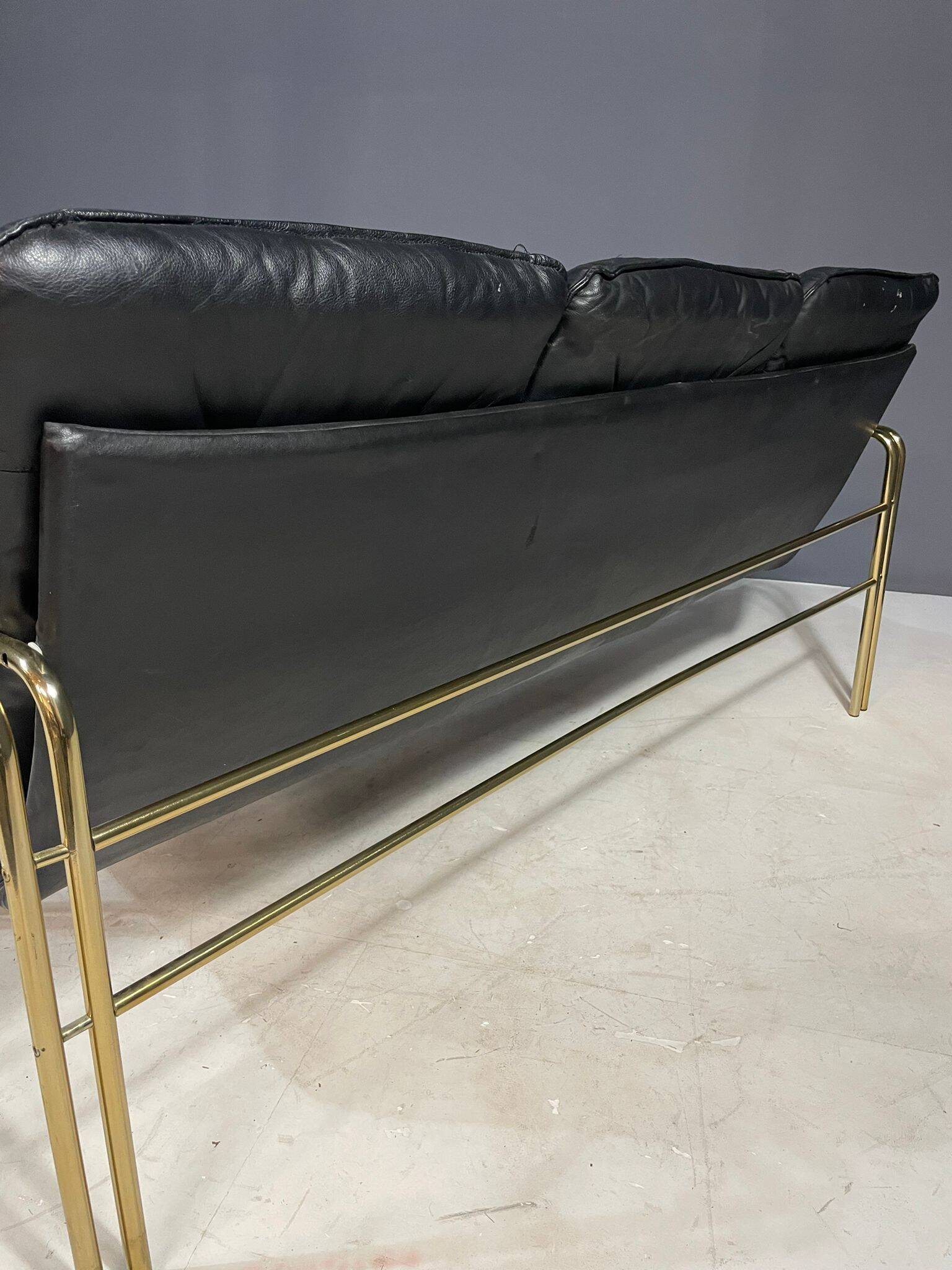 Canapé vintage en cuir et métal, années 1990