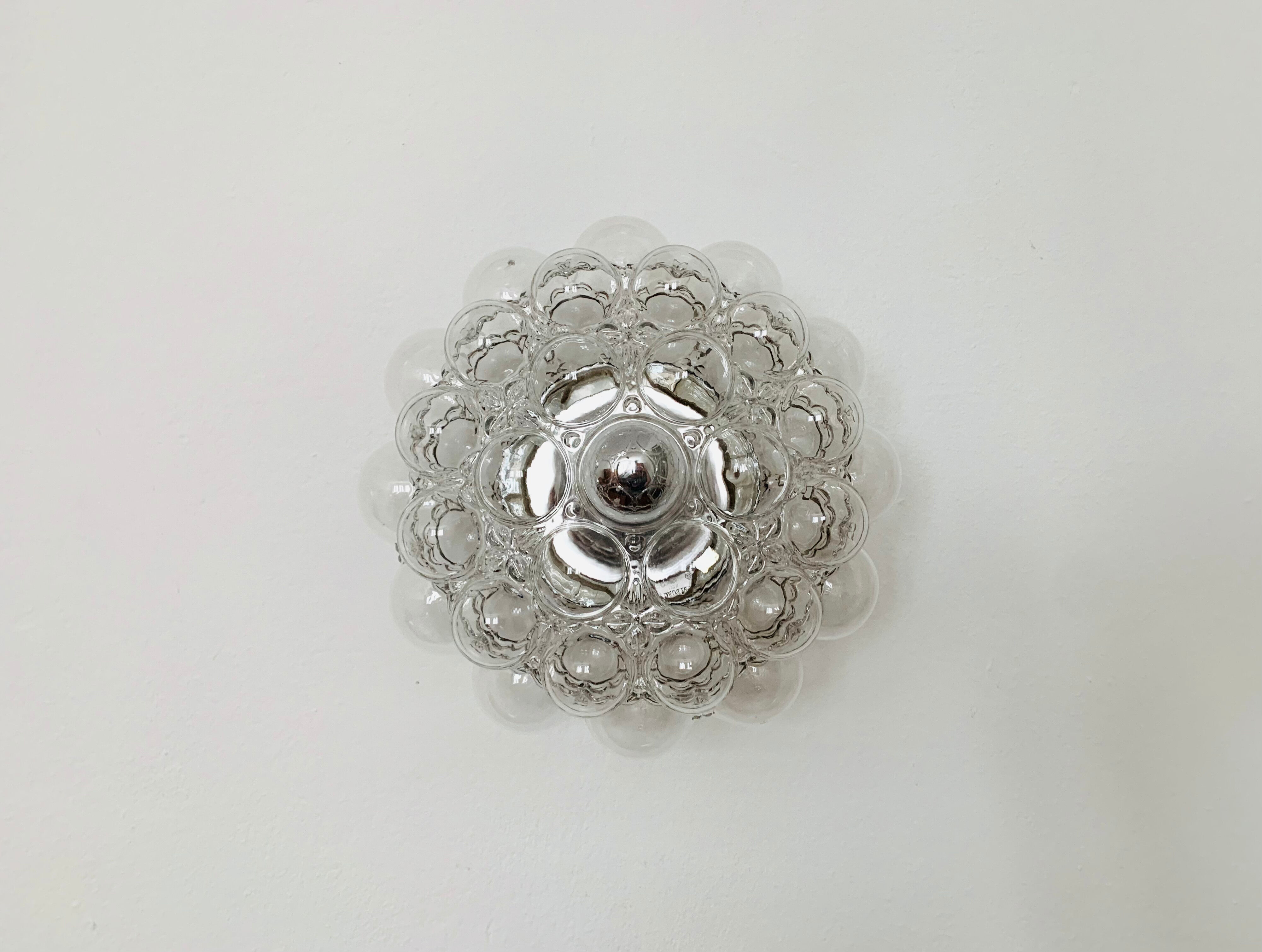 Bubble glass wall lamp or flush light by Helena Tynell for Glashütte Limburg