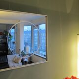 Vintage aluminum 77cm square mirror
