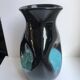 free-form design vase in black and blue ceramic from the 70s