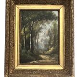 French school, HST animated landscape Barbizon signed late 19th century