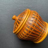Pot with braided bamboo lid